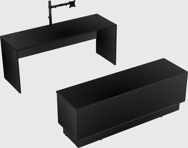 Parallel desk with low credenza