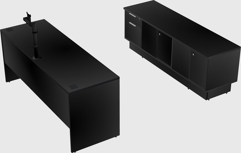 Parallel desk with low credenza