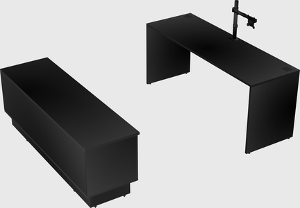 Parallel desk with low credenza
