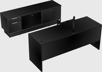 Parallel desk with low credenza