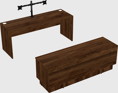 Parallel desk with low credenza