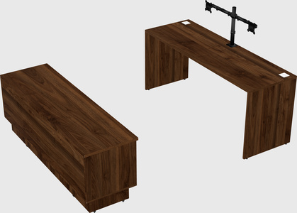 Parallel desk with low credenza