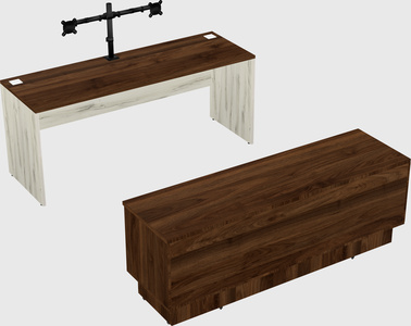 Parallel desk with low credenza