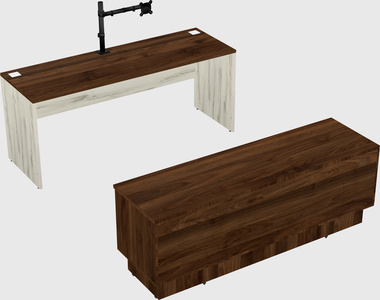 Parallel desk with low credenza