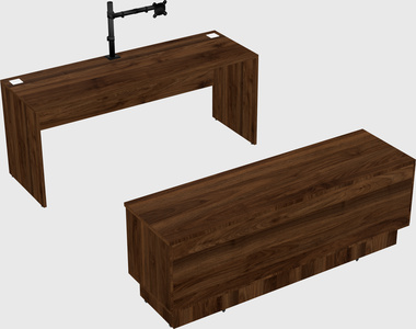 Parallel desk with low credenza
