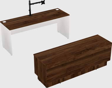 Parallel desk with low credenza