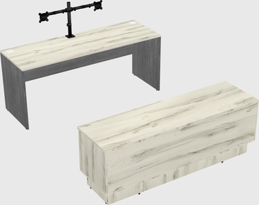 Parallel desk with low credenza