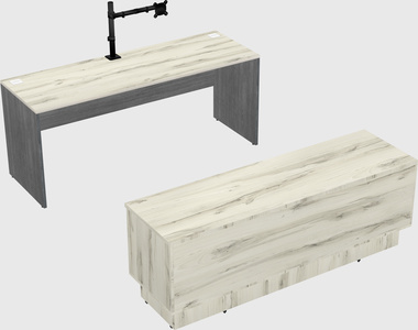 Parallel desk with low credenza