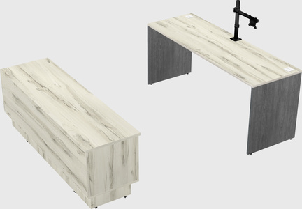 Parallel desk with low credenza