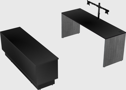 Parallel desk with low credenza