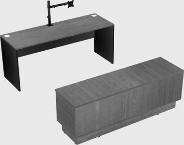 Parallel desk with low credenza