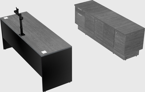 Parallel desk with low credenza