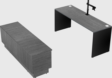 Parallel desk with low credenza