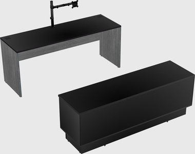Parallel desk with low credenza