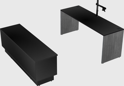 Parallel desk with low credenza