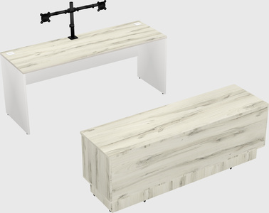 Parallel desk with low credenza
