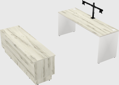 Parallel desk with low credenza