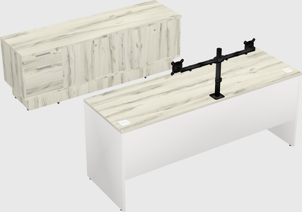 Parallel desk with low credenza
