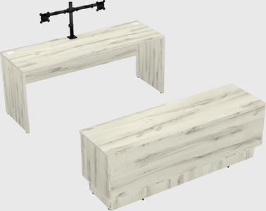 Parallel desk with low credenza