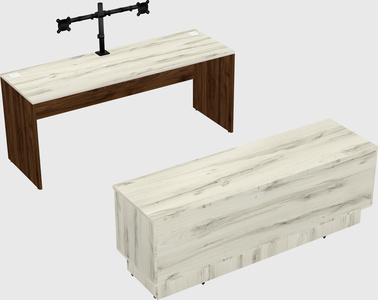 Parallel desk with low credenza