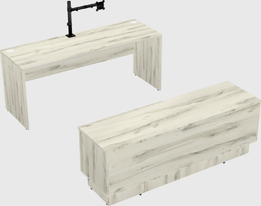 Parallel desk with low credenza