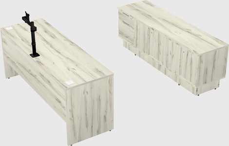 Parallel desk with low credenza