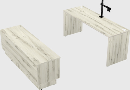 Parallel desk with low credenza