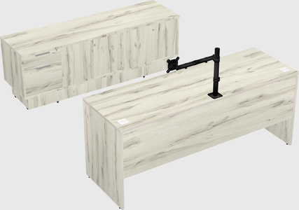 Parallel desk with low credenza
