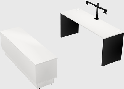 Parallel desk with low credenza