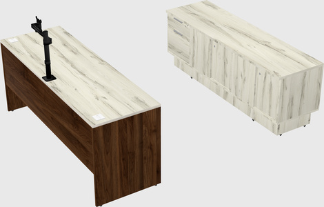 Parallel desk with low credenza