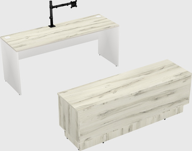 Parallel desk with low credenza