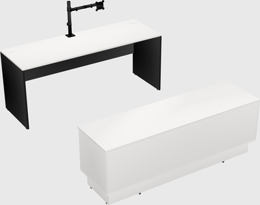 Parallel desk with low credenza