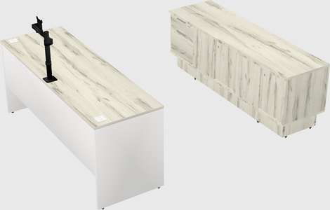 Parallel desk with low credenza