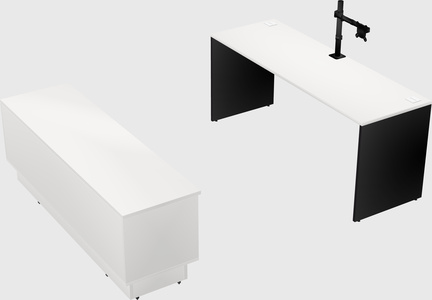 Parallel desk with low credenza