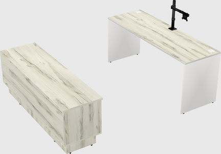 Parallel desk with low credenza