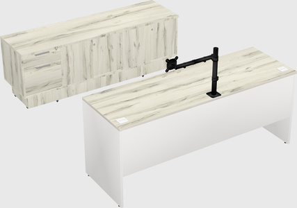 Parallel desk with low credenza