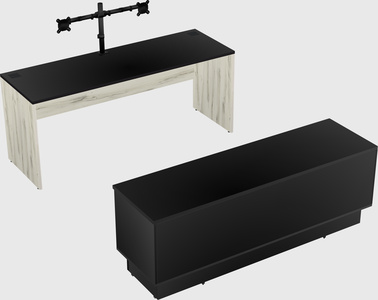 Parallel desk with low credenza