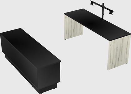 Parallel desk with low credenza