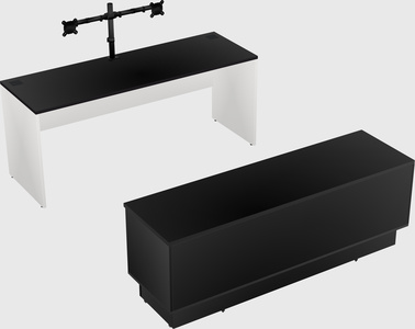 Parallel desk with low credenza