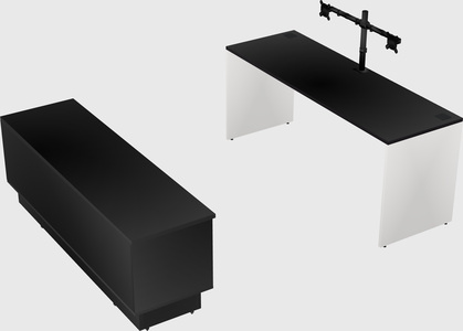 Parallel desk with low credenza