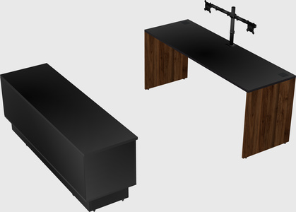 Parallel desk with low credenza