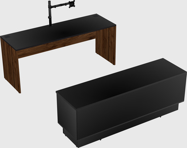Parallel desk with low credenza
