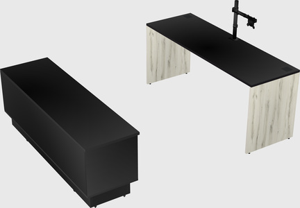Parallel desk with low credenza