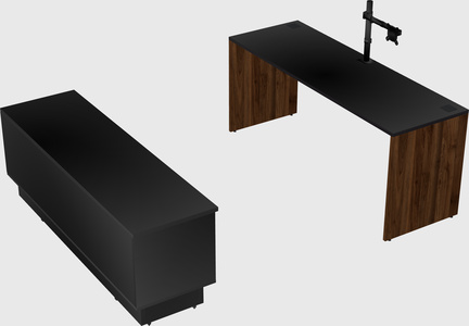 Parallel desk with low credenza