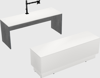 Parallel desk with low credenza