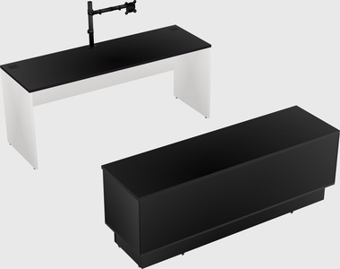 Parallel desk with low credenza