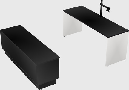 Parallel desk with low credenza