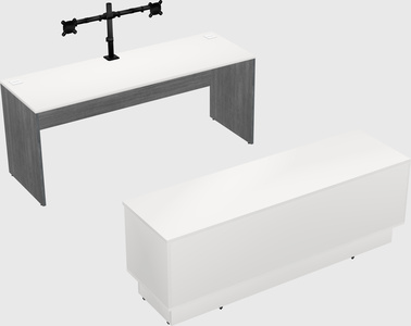 Parallel desk with low credenza