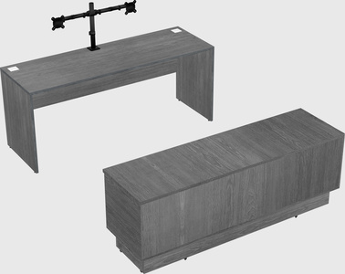 Parallel desk with low credenza