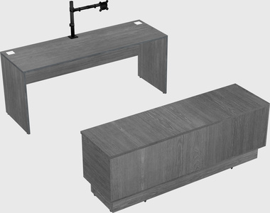 Parallel desk with low credenza